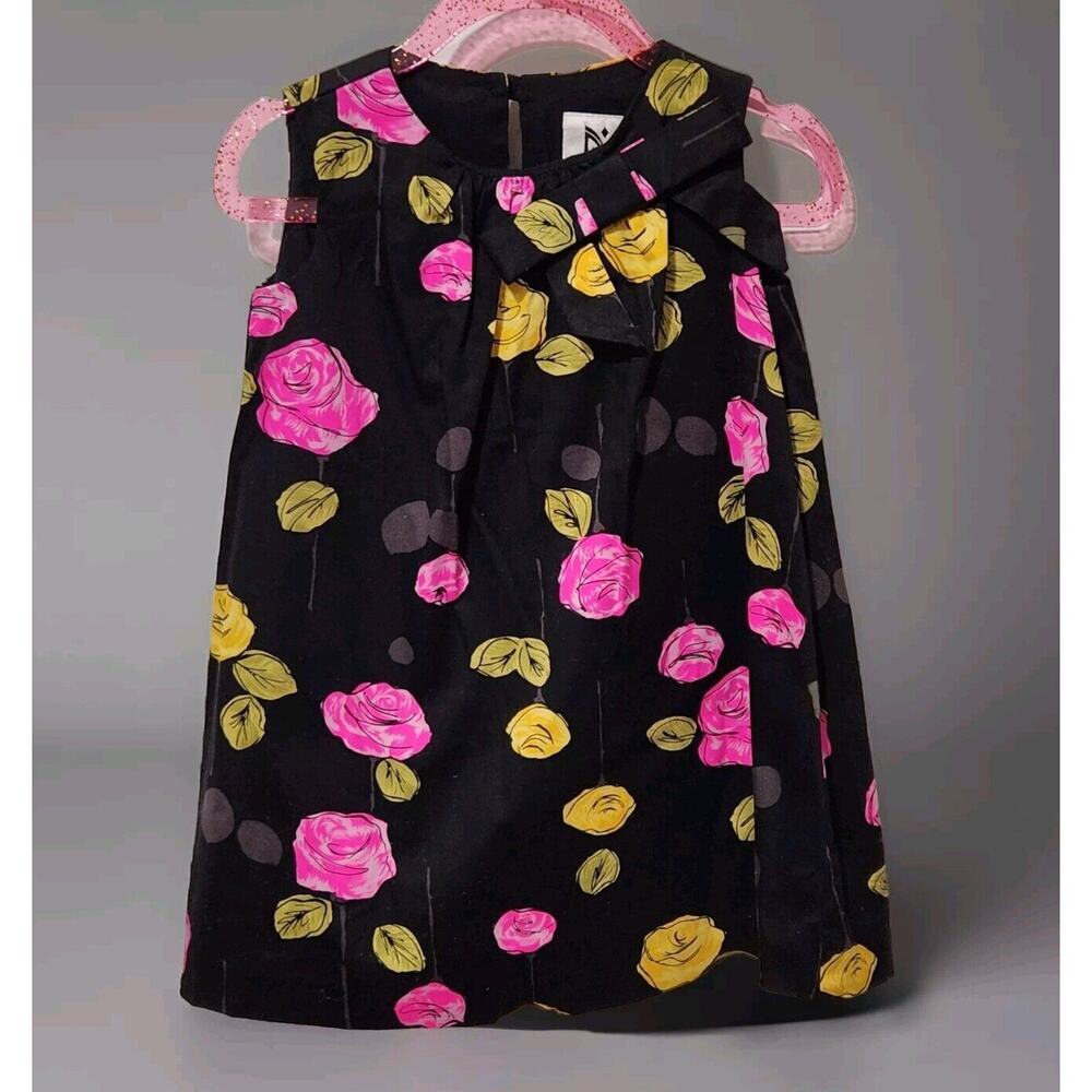 MILLY Minis‎ Drsigner Floral Dress Black/Pink Holiday Party Birthday y